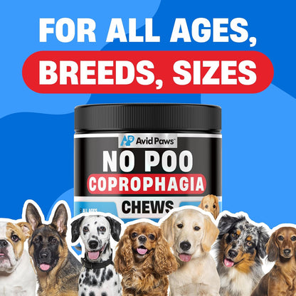 No Poo Chews for Dogs - Coprophagia Stool Eating Deterrent with Probiotics & Enzymes - Stop Dogs from Eating Poop - Digestive Support Soft Chews for All Breeds & Sizes - Forbid Stool Eating Deterrent