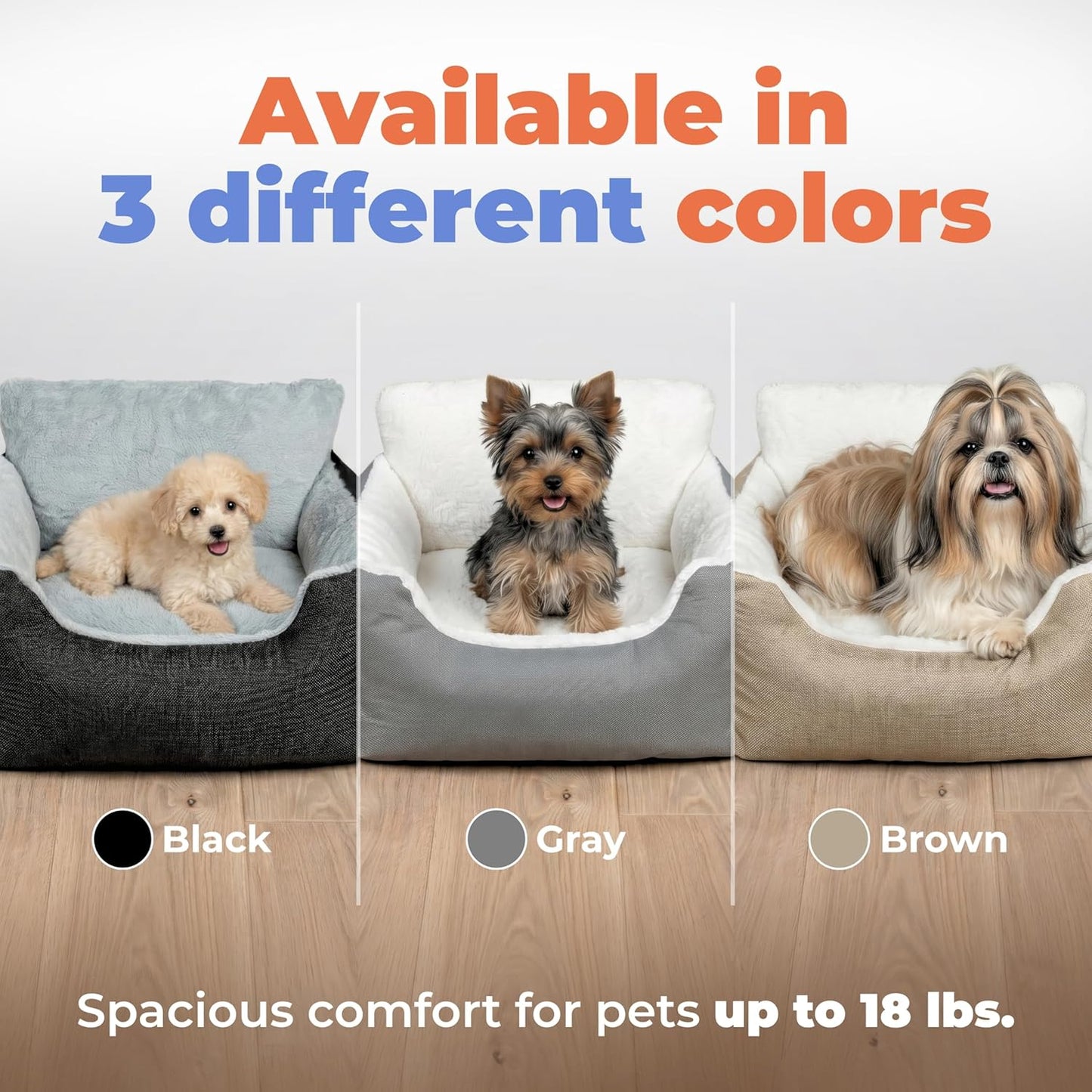 Best Pet Supplies Elevated Dog Car Seat for Small Dogs, Booster Seat with Safety Tether & Storage, Washable Travel Pet Seat for Front or Back Seat, Up to 25 lbs - Brown - 21 x 20 x 14