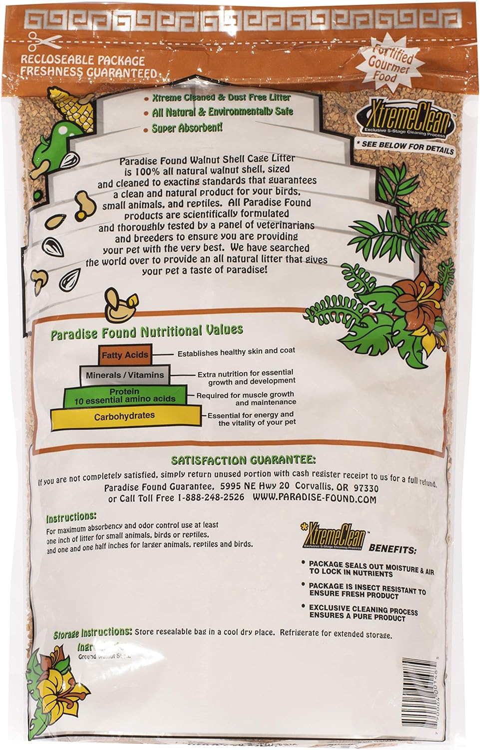 Paradise Found All Natural Walnut Shell Cage Litter (10lb)