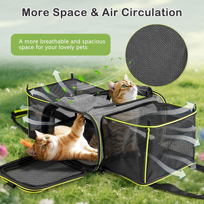 Cat Carrier with Wheels Under 18 lbs, Rolling Pet Carrier TSA Airline Approved for Kitty and Small Dog, Cat Bag Carrier,Expandable Soft Sided Pet Carrier for Travel, Camping and Trip