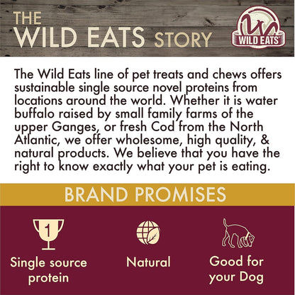 Wild Eats Water Buffalo All Natural Ear Dog Chews, Dog Treats & Snacks - 20 Piece Value Pack (Grain Free Treats - Great Alternative to Pig Ears, Cow Ears, Bones & Rawhides)
