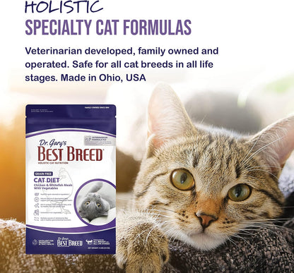 Best Breed Grain Free Cat Diet Made in USA [Natural Dry Cat Food for All Ages] - 4lbs.