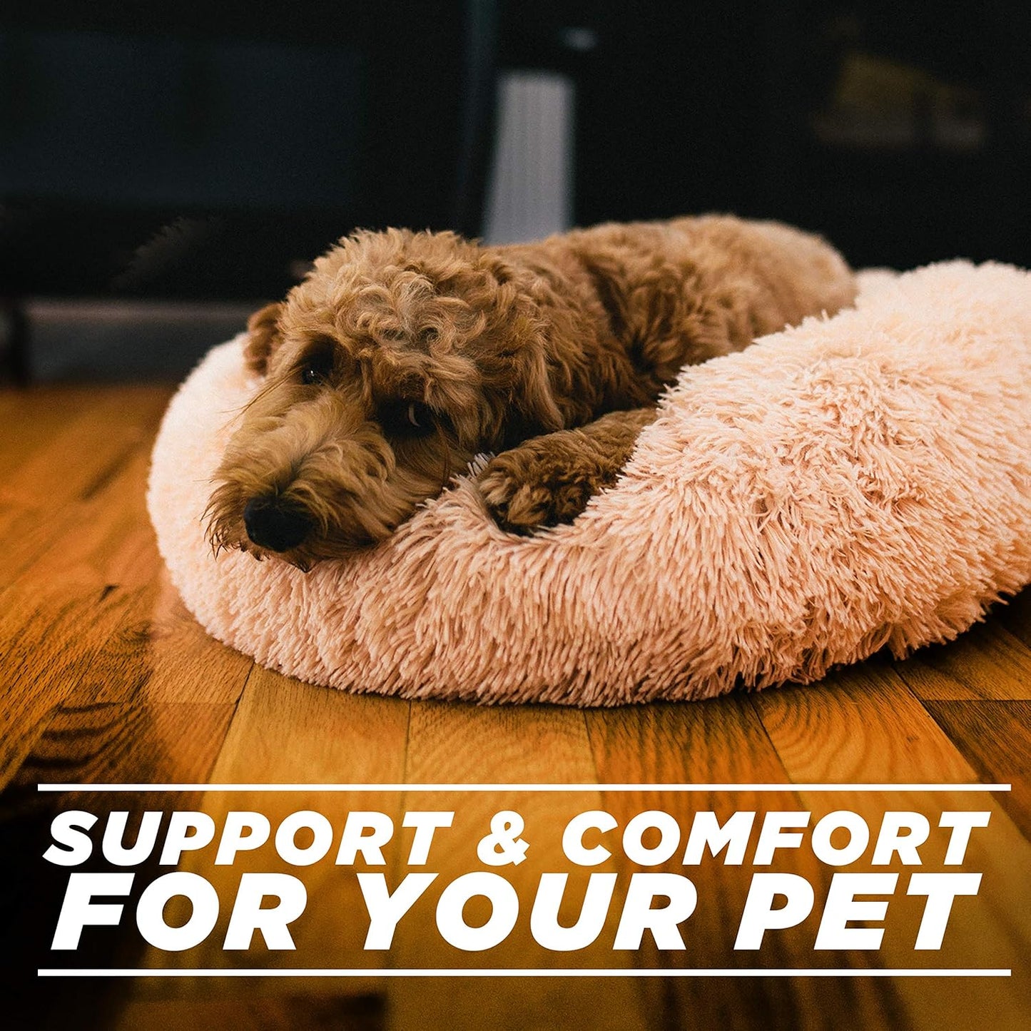 Franklin Pet Supply Soft Puff Pet Bed - Luxury Bed for Dog - Faux Fur Round Plush Cushion Pet Bed