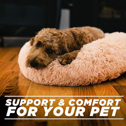 Franklin Pet Supply Soft Puff Pet Bed - Luxury Bed for Dog - Faux Fur Round Plush Cushion Pet Bed