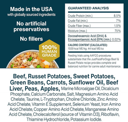 JustFoodForDogs Frozen Fresh Dog Food Topper Starter Pack, Beef & Turkey Human Grade Dog Food Recipes, 5.5 oz (Pack of 9)