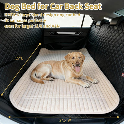 Backseat Dog Bed for Car Back Seat, Dog Mat for Car Backseat Pet Bed Mat, Non-Slip Travel Pet Mat, Fit for Backseat Extenders and Trucks Suvs (Beige, 27.5x55 Inch)