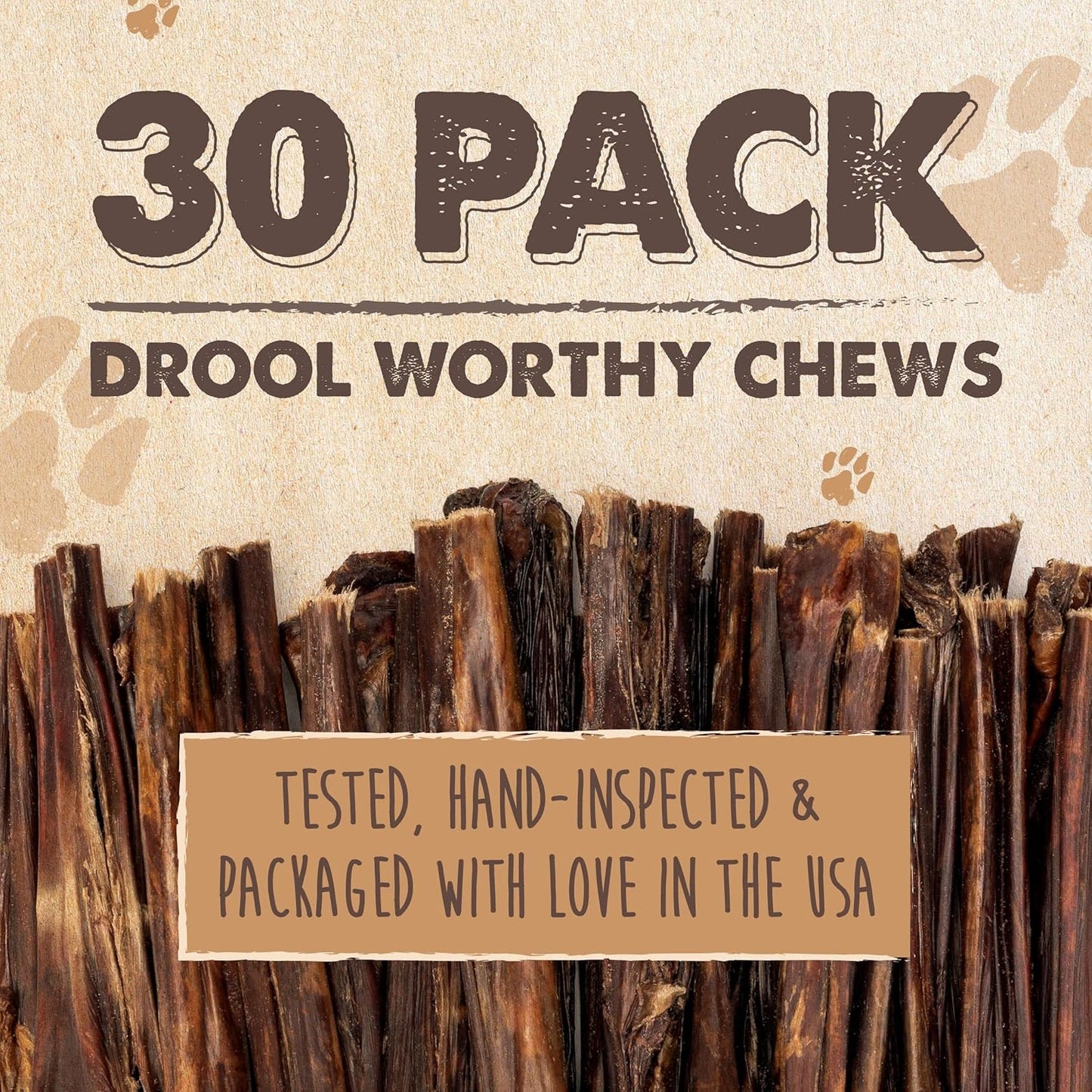 Mighty Paw - Beef Gullet Sticks for Dogs (6 Inch - 30 Pack) | Premium Beef Esophagus Treats. Gullet Sticks, Ideal for Large and Small Breeds Teething and Light Chewing. Rawhide Free, Bulk Dog Chews