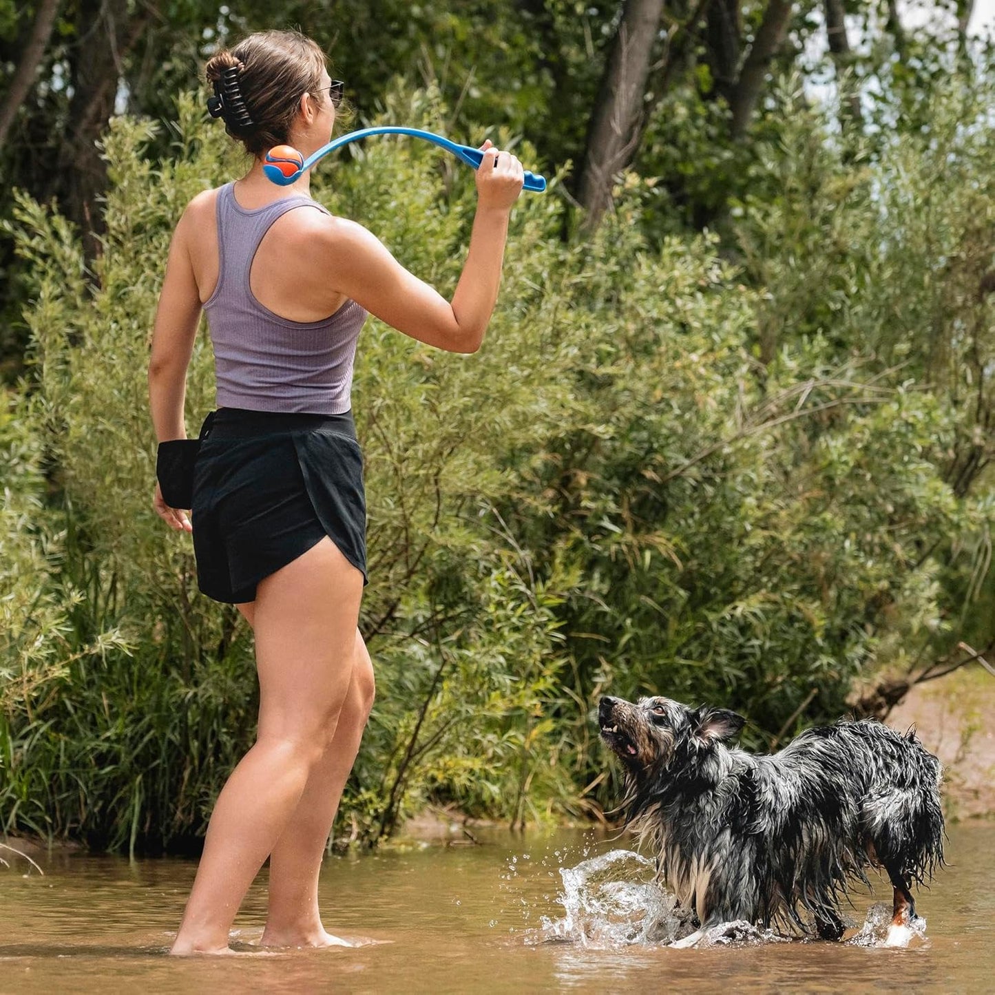 Chuckit! Classic 26M Dog Ball Launcher, 26" Long Handle Compatible with Medium (2.5") Balls, Pet Fetch Thrower Toys, For Dogs 20-60 Pounds, Made in USA, Comes with 1 Medium Ultra DogBall