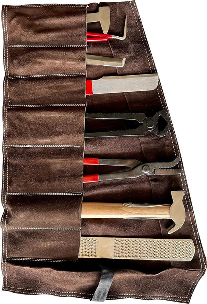 Farrier Tools 8pcs Hoof Kit, Horse Hoof Nippers, Goat Hoof Trimmer Kit, Hoof Trimmers for Goats, Horse, Sheep, Pig, Donkey, Farrier Supplies with Suede Leather Pouch