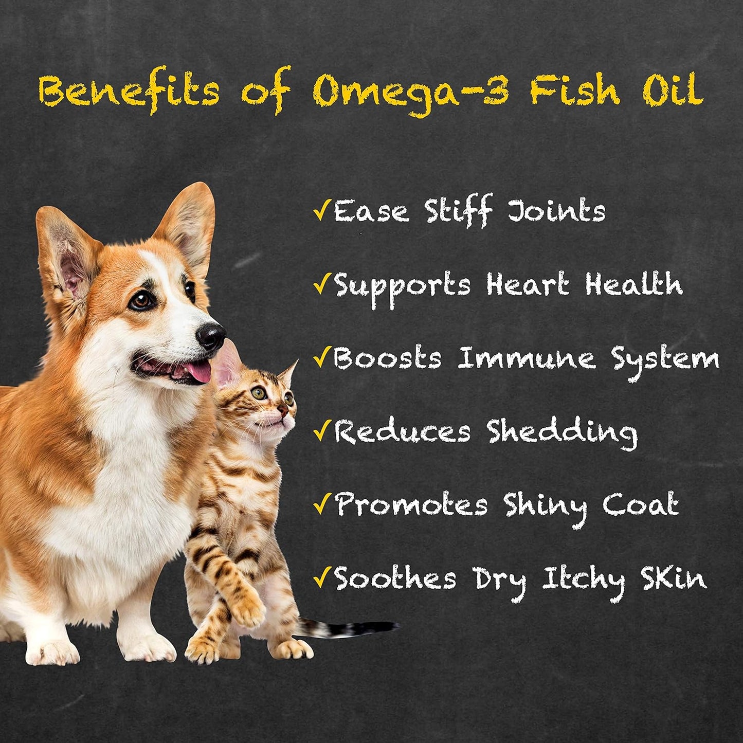 Rich Omega-3 Fish Oil for Dogs & Cats | Natural EPA + DHA Fatty Acids for Shiny Coat, Reduce Itchy Skin, Support Joint Function, Immune & Heart Health, 16 FL OZ
