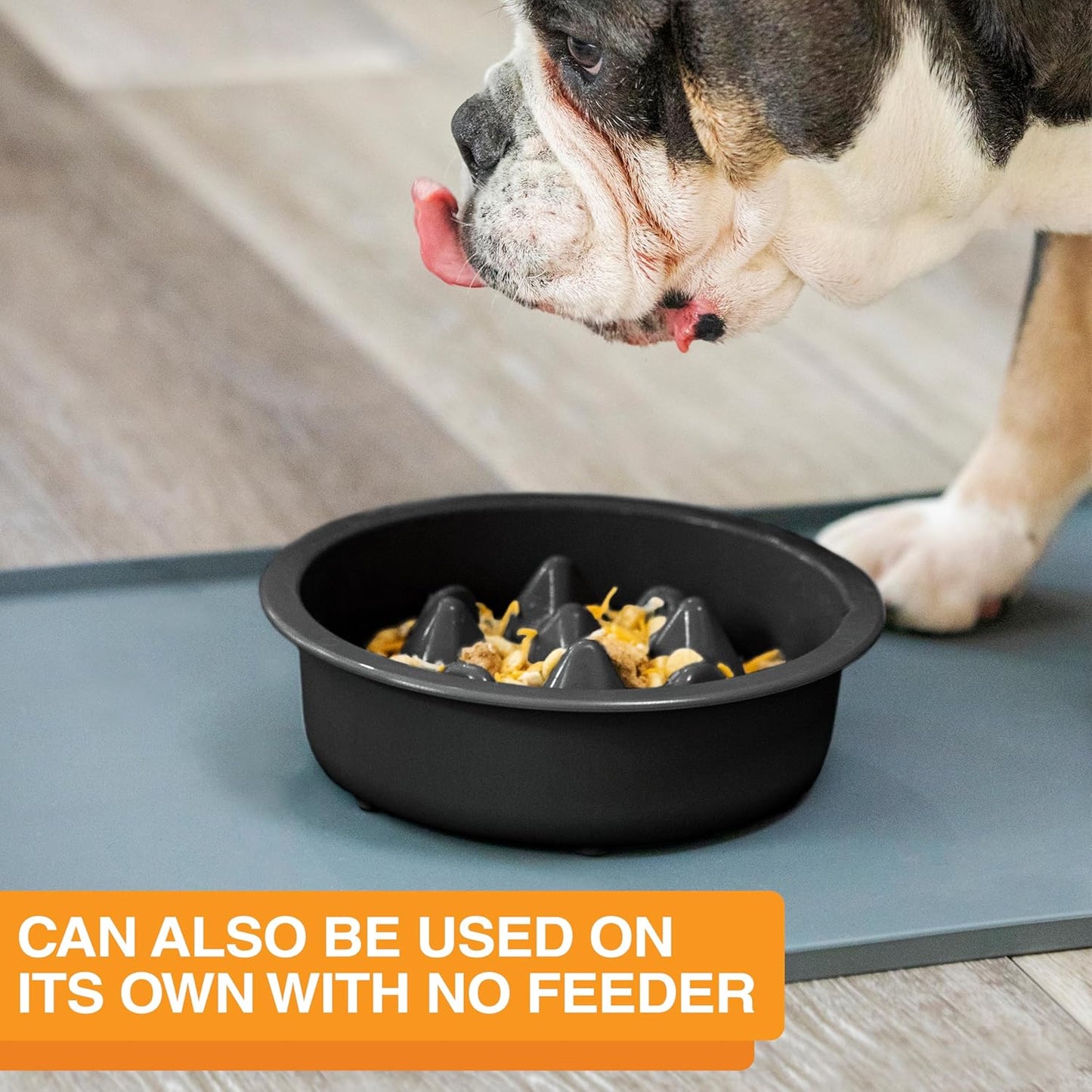 The Niner Slow Feed Bowl - Raised Peaks Slow Down Pets Eating - Fits Elevated Feeders Including Neater Feeder Large Sizes - Gentle on Teeth and Gums - Holds up to 2 Cups (Black)