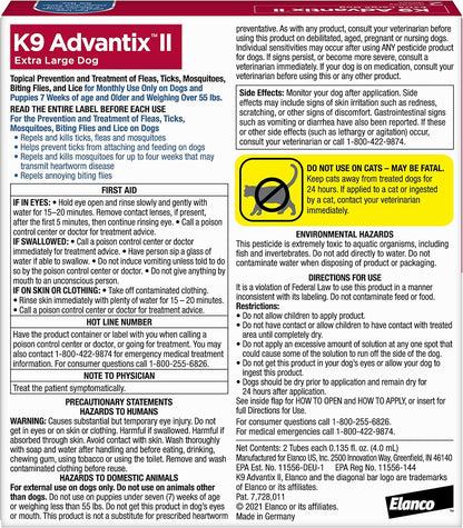 K9 Advantix II XL Dog Vet-Recommended Flea, Tick & Mosquito Treatment & Prevention | Dogs Over 55 lbs. | 2-Mo Supply
