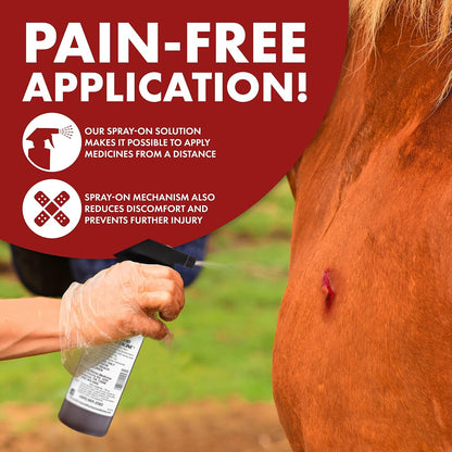 Topical Wound Spray Refill Bottle w/Spray Trigger 16oz – Equine First Aid Kit for Horses – Wound Care for Dogs – Horse Care Supplies for Animals, Scrapes, Cuts & Dog Wound Care – Horse First Aid Kit