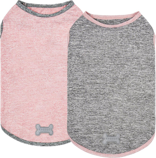 KYEESE 2Pack Dog Shirts Soft Tank Top Small Dog Shirt with Reflective Label Quick Dry Stretchy Sleeveless Vest Sun Protection Lightweight Pet Clothes, Large