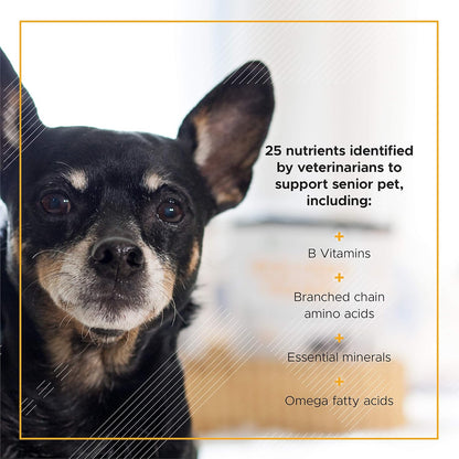 VetriScience Extra Strength Senior 27+ Active Health Chews, Golden Years Daily Multivitamin for Senior Dogs, Balanced Vitamins, Minerals, and Omega-3s, Aging and Wellness Support, Chicken, 60 Count