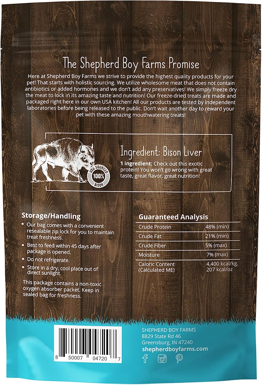 Shepherd Boy Farms Freeze Dried Dog and Cat Treats, Bison Liver, All Natural Freeze-Dried Dog Treat & Snacks, Made in USA, High in Protein, Essential Nutrition of Raw Food, 8oz