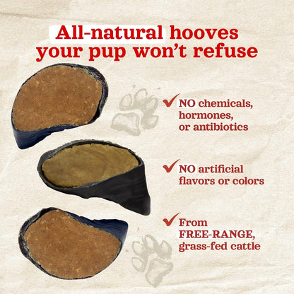 Natural Farm Sweet Potato Filled Cow Hooves for Dogs (4-Pack), Long-Lasting Natural Hoof Beef Bone Treats, Best for Small, Medium & Large Dogs