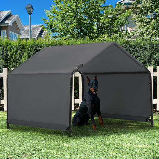 Dog Shade Shelter Outdoor 4'x4'x3' Tent for Large Medium Dogs, Outside Sun Rain Canopy Pet House for Livestock Pigs Cats with Waterproof Roof Ground Nails,Darkl Gray