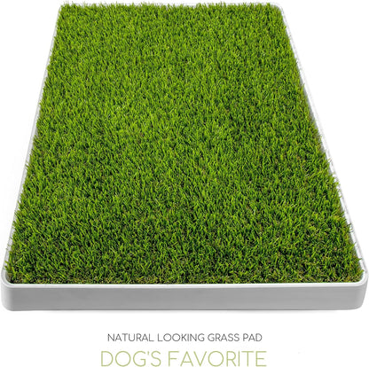 SunTurf Dog Grass Pad with Tray, Dog Litter Box, Porch Potty for Puppy Pee Training, Indoor Portable Fake Grass Pee Pad System, Artificial Grass + Pee Pad Holder