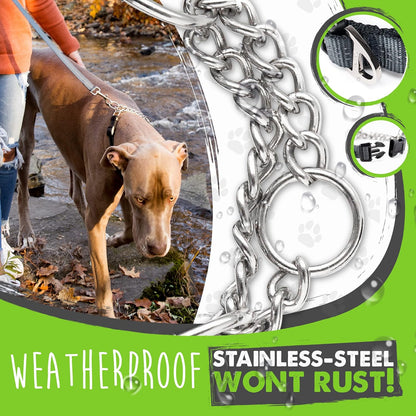 Mighty Paw Martingale Dog Collar 2.0 | Trainer Approved Limited Slip Collar with Stainless Steel Chain & Heavy Duty Buckle - Modified Cinch Collar for Gentle & Effective Pet Training - Medium, Grey