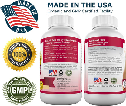 Probiotics for Dogs Soft Chew + Cranberry Bundle - UTI Prevention, Immune Support, Digestive Health, Incontinence, Gas and Diarrhea Elimination