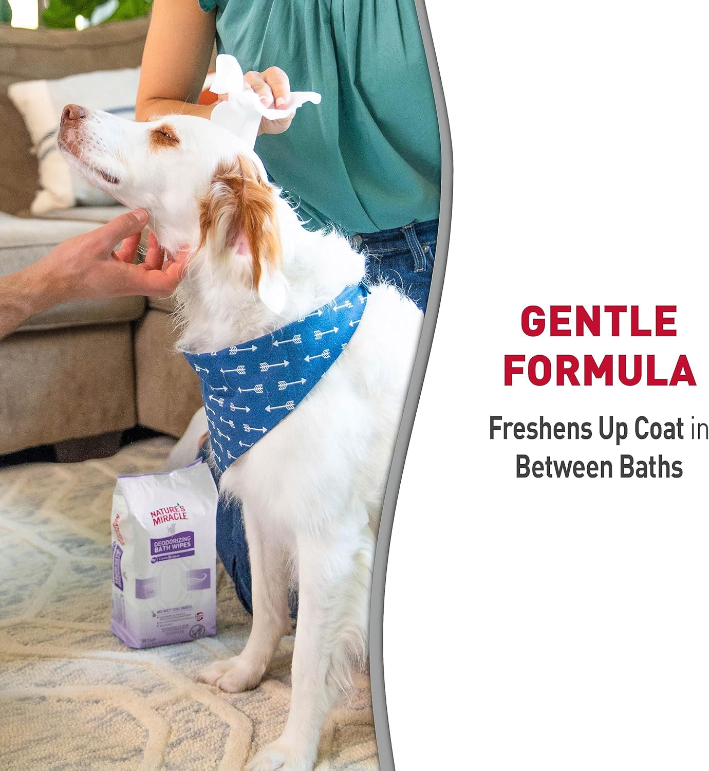 Nature's Miracle Deodorizing Bath Wipes for Dogs, 100 Count, Lavender Scent