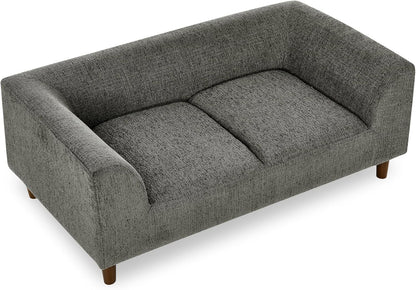 Pet Sofa Suitable for Small and Medium Dogs, Modern Elevated Dog Couch with Backrest and Armrests,Soft Cushion Comfortable Dog Sofa Bed for Small Spaces (Dark Grey)