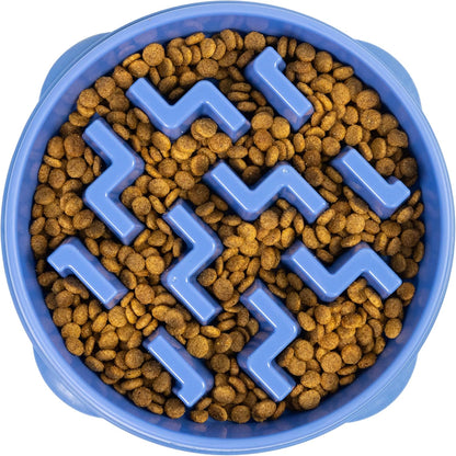 Outward Hound Large Slow Feeder Bowl, Puzzle Maze for Fast Eaters, Medium to Large Dogs, Helps Prevent Bloat & Aid Digestion, Holds 4 Cups Wet or Dry Food, Non-Slip, Made Without BPA, Blue