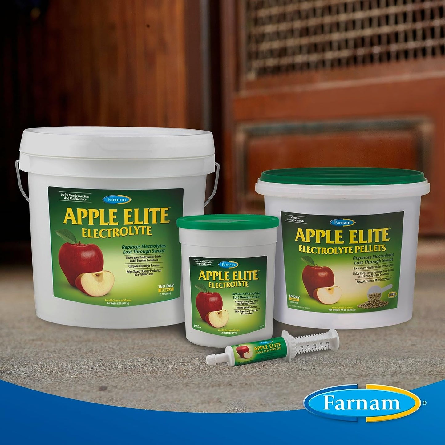 Farnam Apple Elite Electrolyte Supplement for Horses, Replaces Vital Minerals, Encourages Hydration, No Added Sugar, 20 Lbs., 160 Day Supply