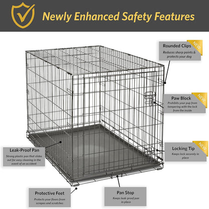 New World Single Door Folding Metal 48-Inch Dog Crate,Includes Leak-Proof Pan, Floor Protecting Feet, & New Patented Features, for Extra-Large Sized Breeds