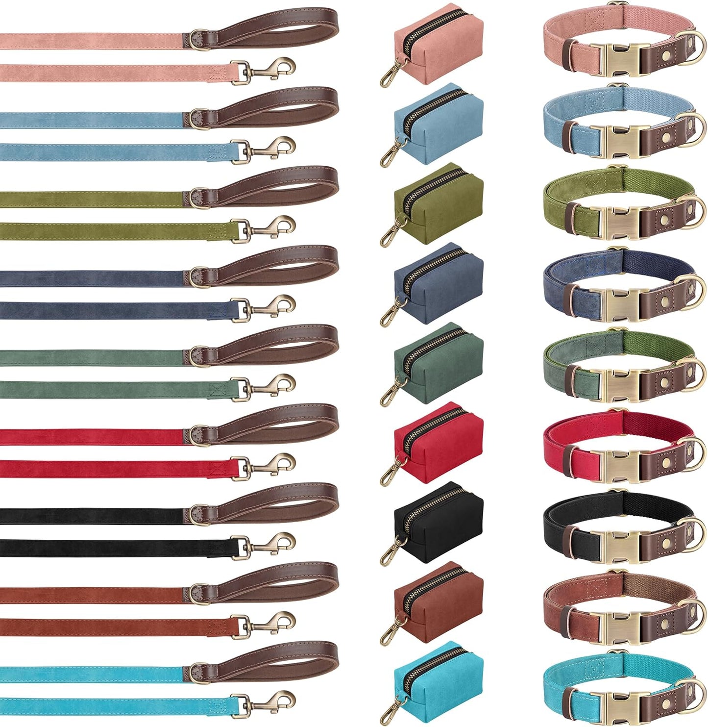 Didog Soft PU Leather Dog Collars for Medium Dogs,Classic Adjustable Dog Collars with Quick Release Metal Buckle,Easy Clean and Comfortable with Nylon Lining,Green,M Neck 13-19"