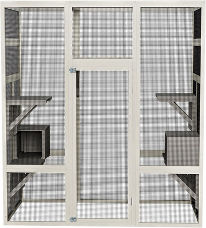 70'' Catio Outdoor Cat House, Cat Enclosure for Mulitiple Cats Large Walk in Catio with Waterproof Cover, Feral Cats Shelter with Platforms and 2 Resting Box