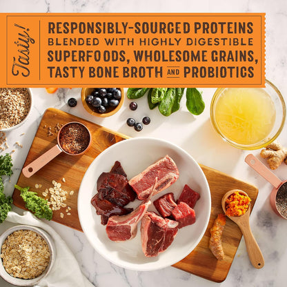 Stella & Chewy's SuperBlends Raw Coated Wholesome Grains Grass-Fed Beef, Beef Liver & Lamb Recipe with Superfoods, 3.5 lb. Bag