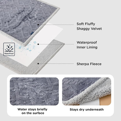 Bedsure Waterproof Dog Blankets for Large Dogs - Pet Blanket for Couch Protector Washable, Premium Jacquard Coral Fleece Cat Throw Blanket, Soft Plush Reversible Furniture Protection, 50"x60", Grey