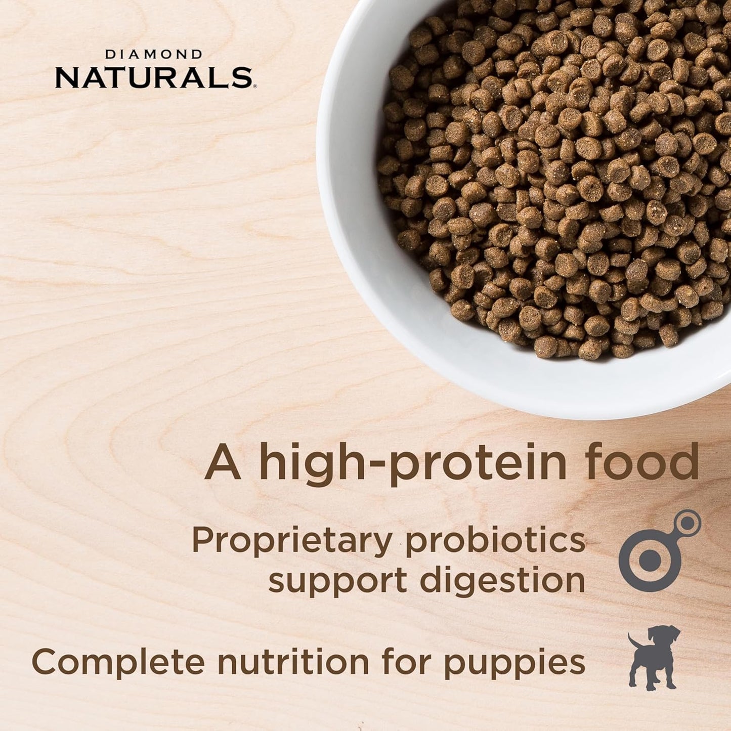 DIAMOND NATURALS Real Meat Small & Medium Breed Puppy Formula Dry Dog Food Protein, Probiotics and Antioxidants, 6 Pound