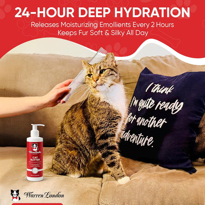 Warren London Cat Hydrating Butter | Unscented Leave-in Conditioner Lotion for Soft, Shiny Fur | Deep Moisture & Detangling for All Breeds