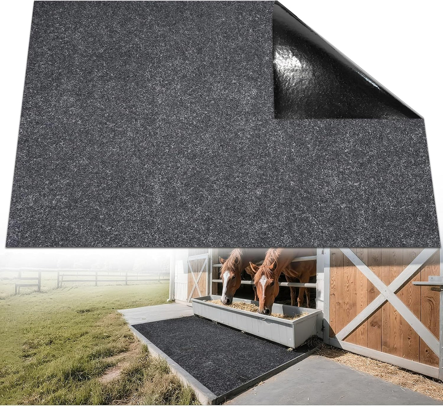4 x 6ft Horse Stable Mat Lightweight Floor Mat,Cuttable & Back Non-Slip Design Mat for Horses Livestock,Durable & Water Absorbent Stable Mats,Keep Floor Dry & Clean