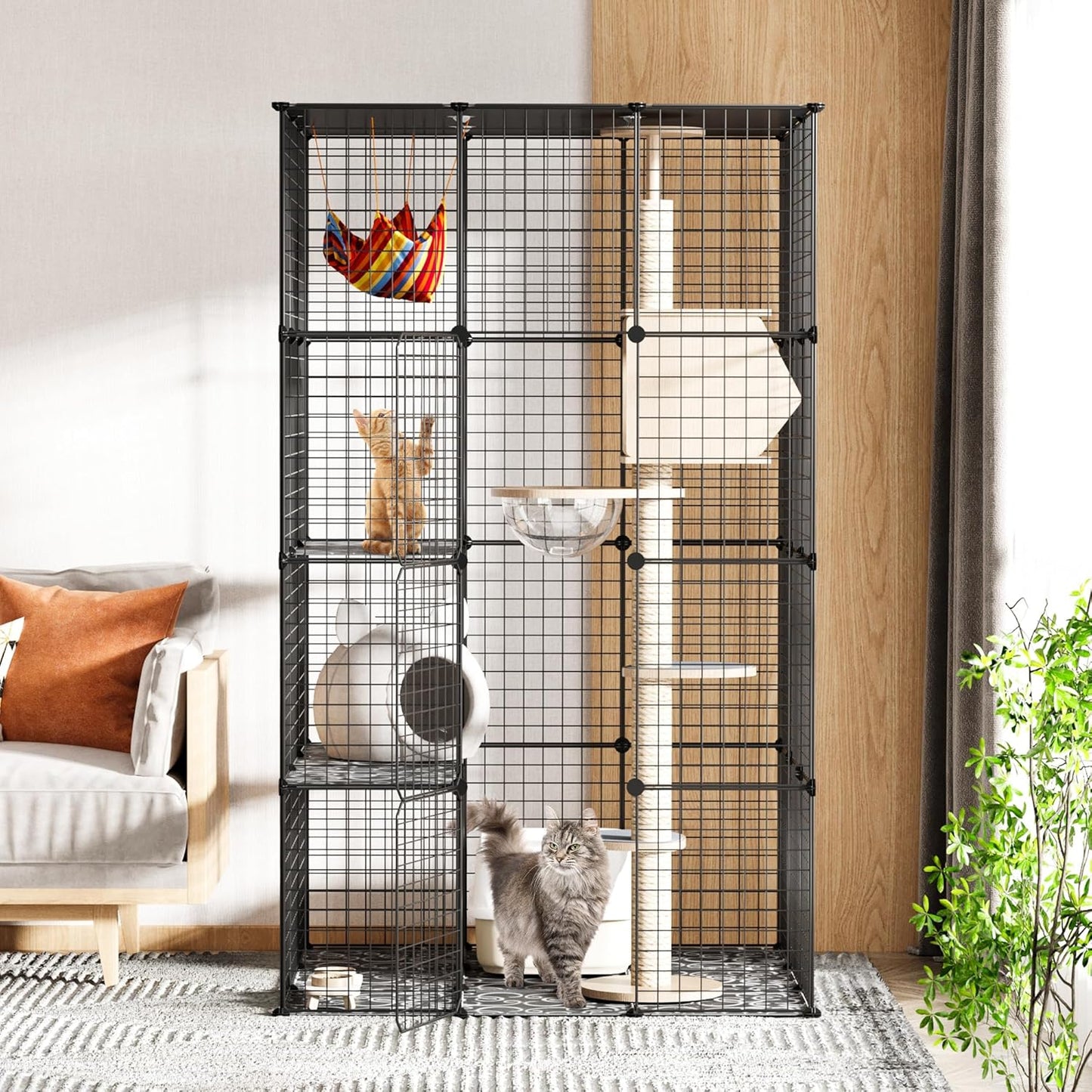 Cat Cages Playpen Indoor, 4 Tier Large Cat Crate Cat Enclosure for Cats, Metal Guinea Pig Cages,Wire Ferret Cage Catio for Kitten,Rabbit,Bunny,Chinchilla,Iguana