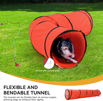 YITAHOME Dog Agility Equipments: Includes Flirt Pole, 3 Flying Discs, Agility Tunnel, 3 Jumps, 6 Weave Poles, Pause Box, Agility Course Set for Backyard, Indoor, Outdoor