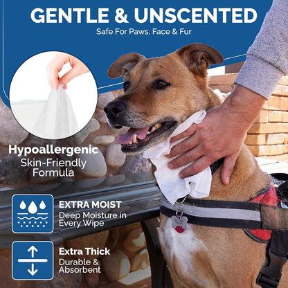 Truly Unscented Pet Wipes for Dogs & Cats | Multi-purpose Pet Wet Wipes for Grooming & Cleaning | Plant Based Dog Wipes for Paws, Fur, Face and Butt – Hypoallergenic (Pack of 400)