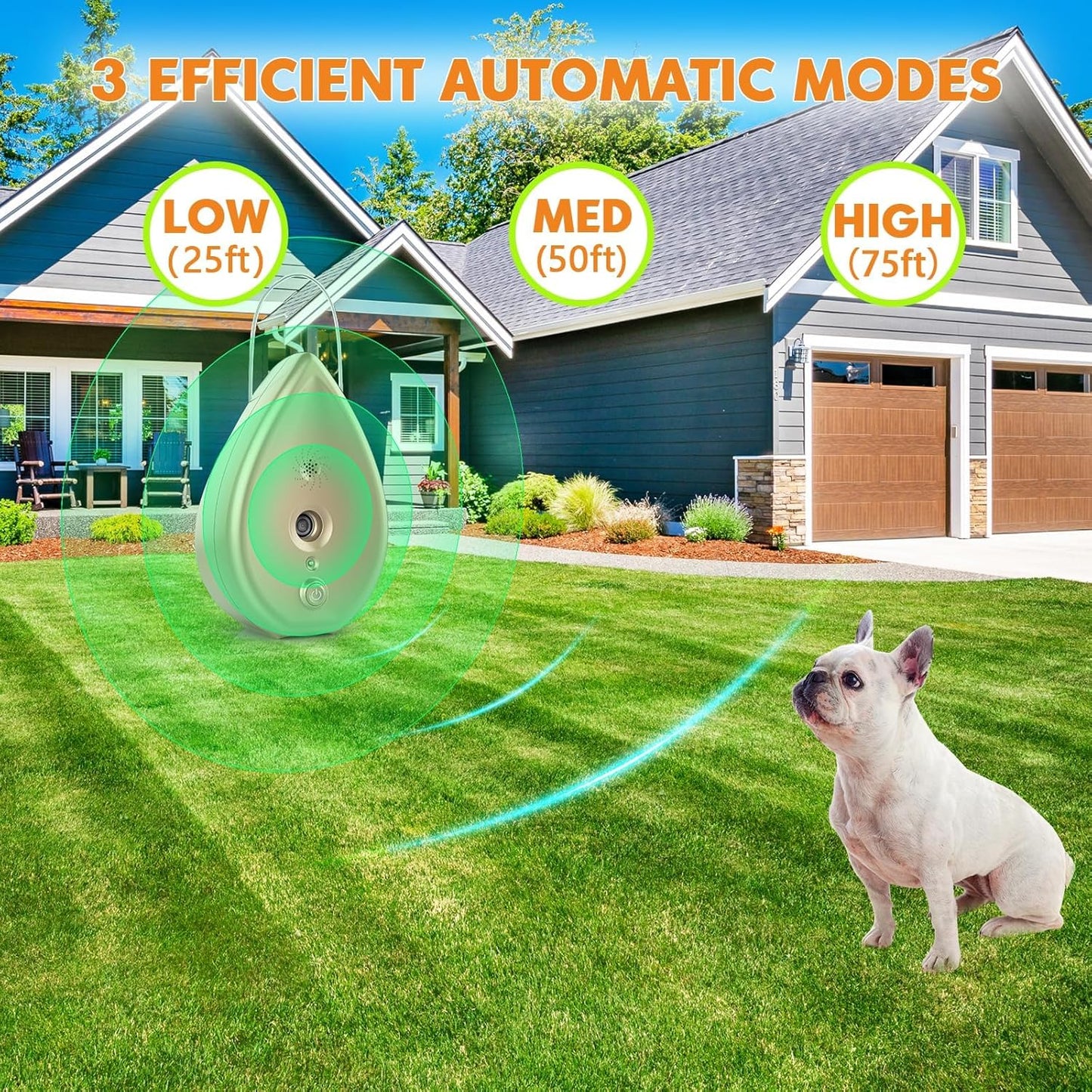 Anti Barking Device for Dogs Bark Box, Rechargeable Ultrasonic Barking Deterrent Devices with 3 Modes/Irregular Ultrasound Frequency/Automatically Electronic Dog Whistle Neighbors Dog Silencer(Gold)