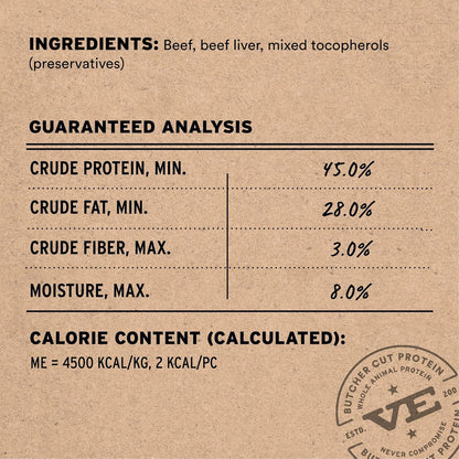 Vital Essentials Beef Bites Dog Treats, 6.2 oz | Freeze-Dried Raw | Single Protein | Premium Quality High Protein Training Treats | Grain Free, Gluten Free, Filler Free