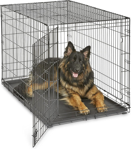 New World Single Door Folding Metal 48-Inch Dog Crate,Includes Leak-Proof Pan, Floor Protecting Feet, & New Patented Features, for Extra-Large Sized Breeds