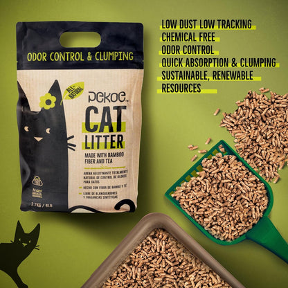 PeKoe All-Natural Odor Control & Clumping Cat Litter with Bamboo and Tea, 6-lb Bag (Pack of 1)