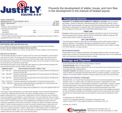 JustiFLY Equine 8-8-8 Feedthrough Fly Control Formula for Horses (4.75 lb) – Complete Protection from Stable, Horn & House Flies, Dung Beetle Safe