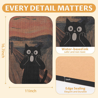 2 Packs Art Cat Wall-Mountable Scratching Board 16.7x11x1 Inch Cat Wall Scratch Pad for Indoor Cats Furniture Protector (Goldfish & Scream)