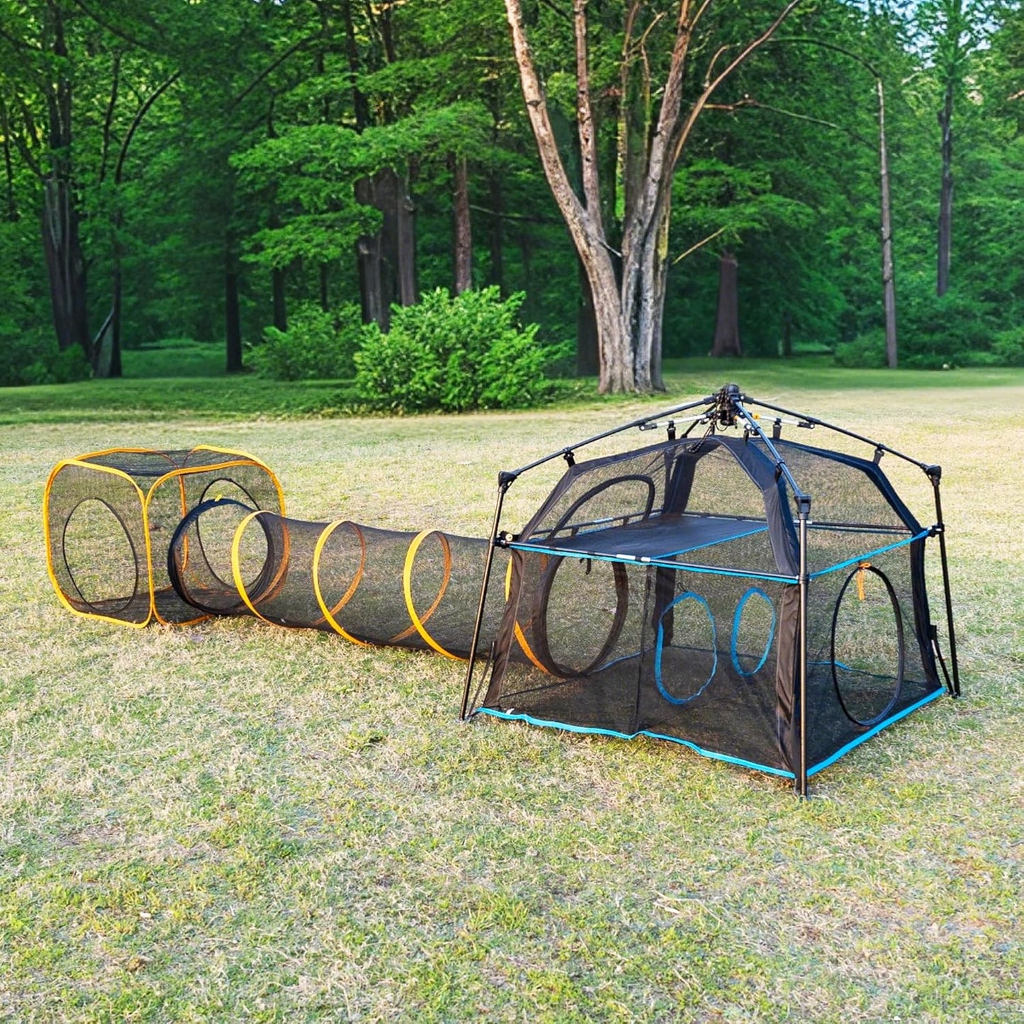 Pet Paradise Catio Outdoor Cat Enclosure,3 Tier Cat Tower Tent Weatherproof & Sunproof with Waterproof Floor & 3 Doors, Foladable and Portable for Patio, Deck,Camping, Indoor & Outdoor(Patented)