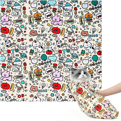 27.6''Cat Grooming Wrap,Cats Wrap for Cutting Nails,Ear Cleaning,Vet Visit Anti-Scratch Anti-Escape Restraint Swaddle,Cat Burrito Wrap L(Within 15lbs),Small Dog Grooming Tool