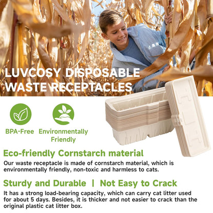 30 PCs Disposable Waste Receptacles with Charcoal Bags Compatible with Nature's Miracle Litter Box 2nd and Littermaid Litter Box 3rd, Disposable Cat Litter Trays (Machine NOT Included)