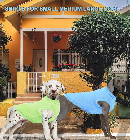 Dog Lightweight Shirt,Blank Summer Cool Breathable Large Dog T-Shirts,Pet Sleeveless Stretchy Clothes, 2 Pack,XXL Blue Green